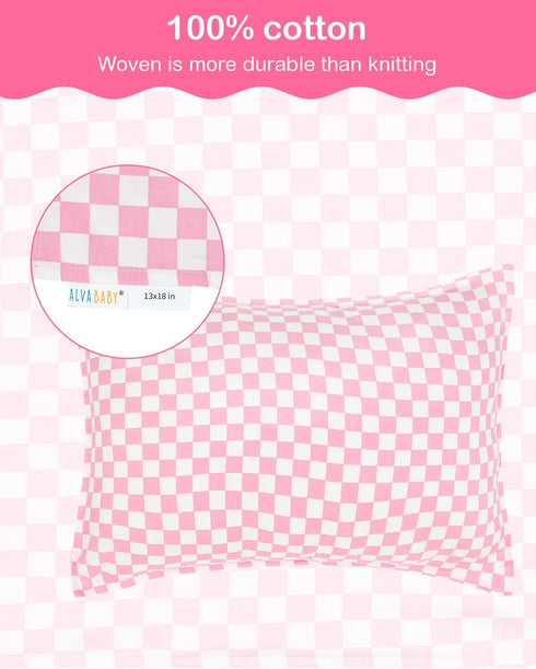 2 Pack 13"x 18" 14"x19" ALVABABY Toddler Pillowcases Organic Cotton Fit or Kids Pillow Cover Envelope for Girl Boy