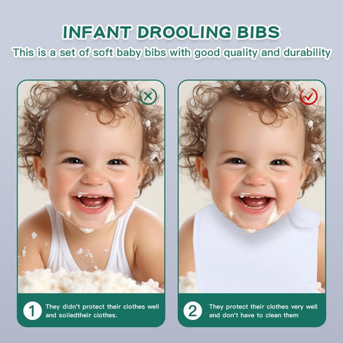 lazyrhino 8 Pack Baby Bibs Unisex Adjustable with Snaps Ultra Soft Absorbent Drooling Teething for Boys and Girls