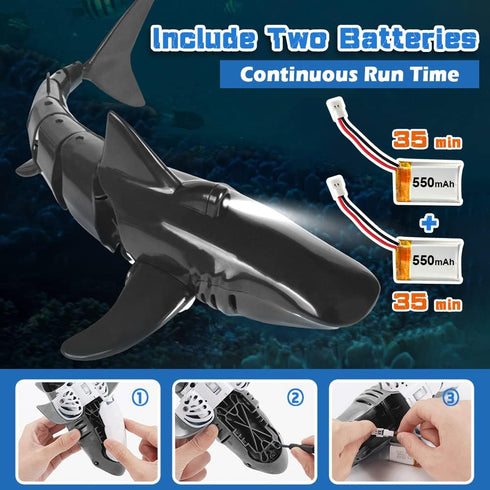 2.4G 1:18 Swimming 6+ 2 Remote Control Shark Toy Scale High Simulation Shark for Pool Bathroom Great Gift RC Boat Toys