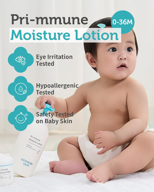 Pri-mmune 11.8 oz. GOONGBE Moisture Lotion - Korean Baby Body Moisturizer - Hypoallergenic Moisturizing & Calming Daily