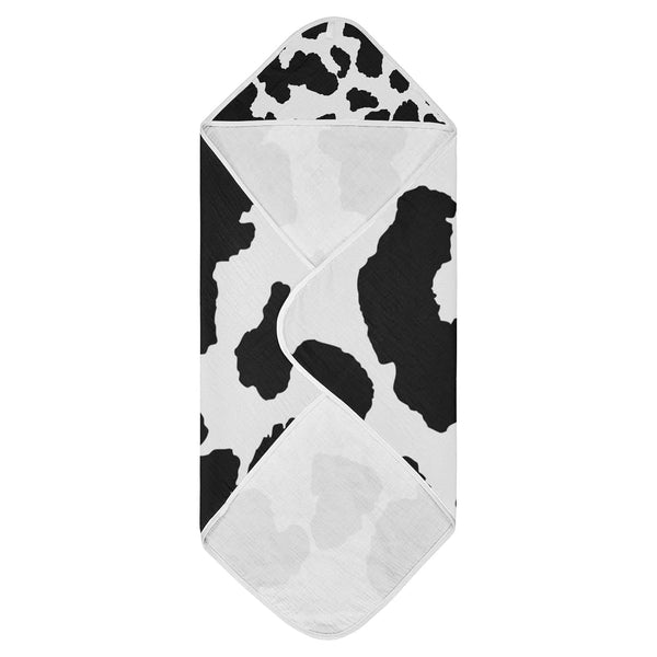 WELLDAY Cow Patter Black White Print Baby Towel Ultra Soft Hooded Towels for