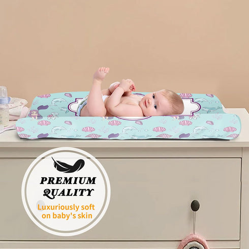 Mermaid(16"x32") Custom Baby Changing Pad Cover - Personalized Diaper Changing Table Sheet Stretch Fitted Bassinet