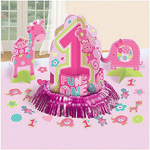 Amscan One Wild Girl 1st Birthday Table Decorating Kit, Medium, Pink