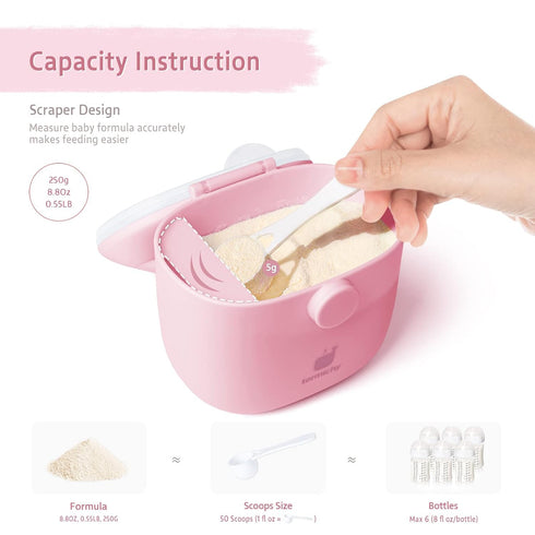 Termichy Portable Baby Formula Dispenser, Milk Powder Container with Carry Handle and Scoop for Travel, 8.8OZ