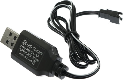 Maxmoral USB Charger Power Adapter Cable 6.0V 250mA for 6V 700mAh Ni-cd Battery, 60cm Length for RC Cars