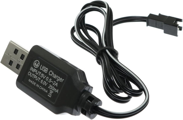 Maxmoral USB Charger Power Adapter Cable 6.0V 250mA for 6V 700mAh Ni-cd Battery, 60cm Length for RC Cars