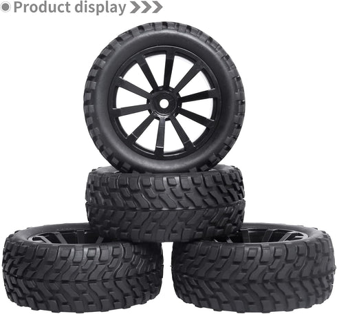 12mm Hex Wheels and Rubber Tires for RC 1/10 On-Road Touring Car, Set of 4
