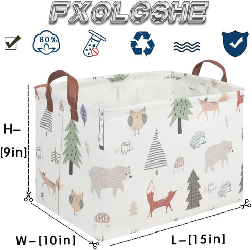 FXOCSHE FXOLCSHE Rectangular Animals Basket,Waterproof Storage Bin for Bedroom,Nursery Hamper,Storage Bin for Boys Room