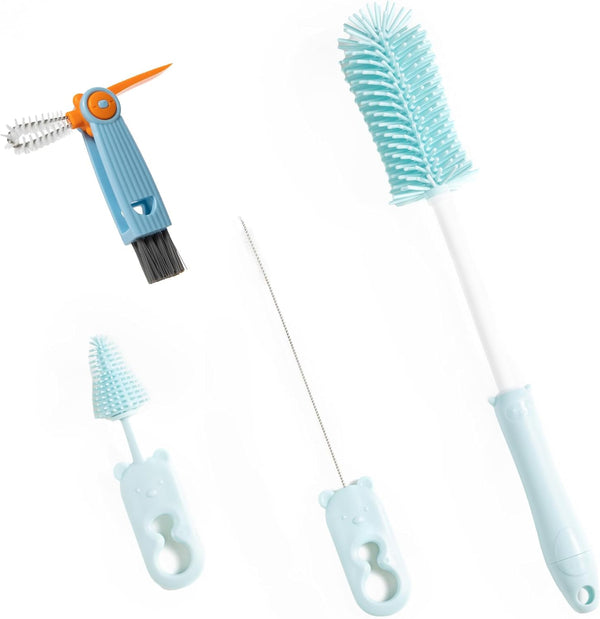 Chemimoso Silicone Bottle Cleaning Brush, 13.4in Long Handle Water Cup Bottles Cleaner for