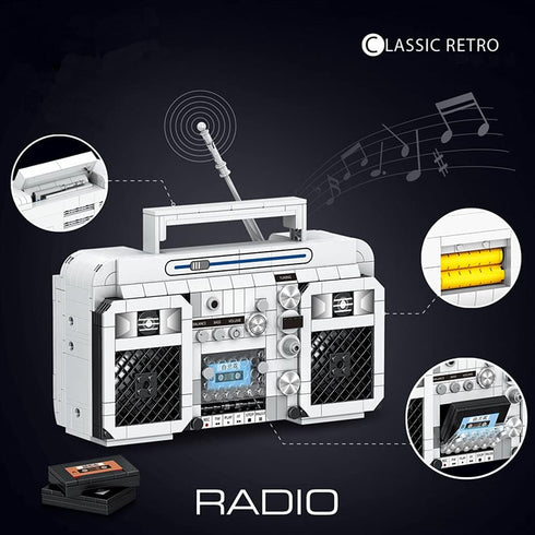 Uvini Adult Building Set - Classic Retro Series Radio, 645pcs, Best Gift for Adults, Teens