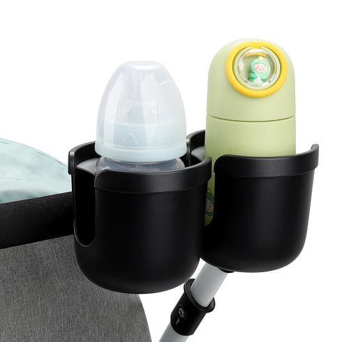 Accmor Double Cup Holder for Stroller, Universal Bike Cup Holder, 2-in-1 Cup and Phone Holder for Stroller, Wheelchair