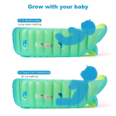 Boysea Inflatable Baby Bathtub, Toddler Bath Tub with Anti-Sliding Saddle Horn Helps Infants to Toddler Tub, Portable
