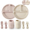 PandaEar Silicone Baby Feeding Set: 2 Pack Divided Suction Plate with Tiny Cups and Spoons, BPA Free