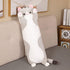 Long Gray Cat Plush Pillow Toy - Cute Cartoon Cat Stuffed Animal, Soft Long Body Pillow Gift for Kids (35.43in)