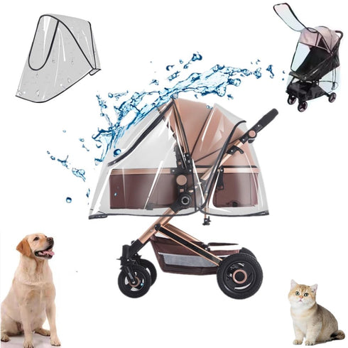 Dlmlemu Unisize Pet Stroller Rain Cover - Foldable Clear Protection for Snow, Wind