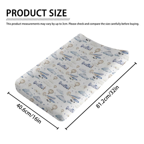 KuphiL10C Girls-16x32 Plane Hot Air Balloon Transportation Pattern Baby Changing Pad Cover, Unisex Aircraft Clouds