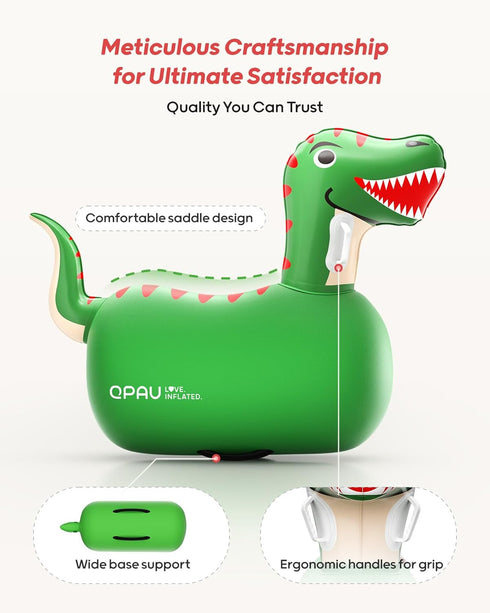 QPAU Inflatable Bouncy Dinosaur Toys, 2 PCS with Hand Pump, Heavy Duty Giant Bouncy Pal for Kids Ages 5+