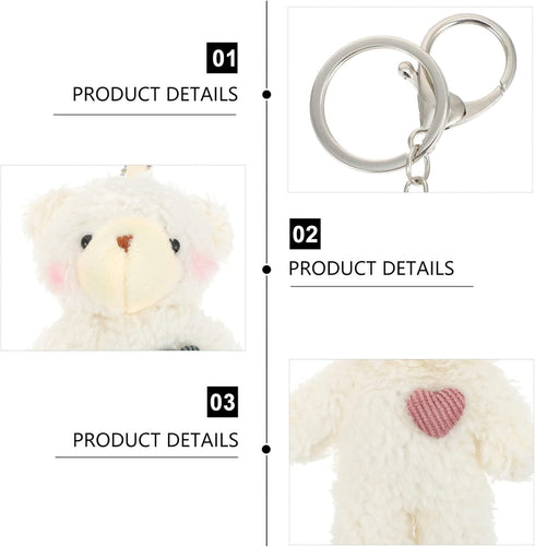 2pcs Plush Bear Keychain - Teddy Bear Keychain Animal Key Ring Hanging Ornament for Girls Women