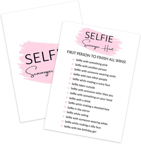 Birthday Party Game - Selfie Scavenger Hunt - Set of 20 Cards for Teen Girls Birthday Activity Supplies