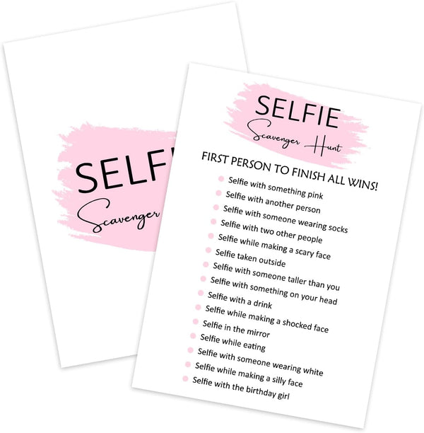 Birthday Party Game - Selfie Scavenger Hunt - Set of 20 Cards for Teen Girls Birthday Activity Supplies