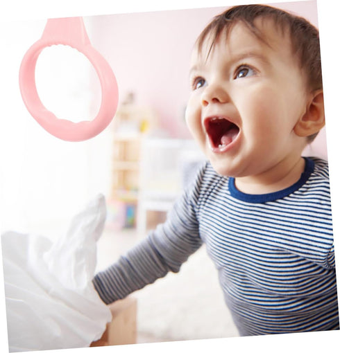 VANZACK Baby Bed Pull Ring, Baby Playpen Pull Up Rings, Standing Walker Crib Tool, Pink 4Pcs