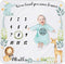 Safari Baby Monthly Milestone Blanket for Boy and Girl, Gift for Baby