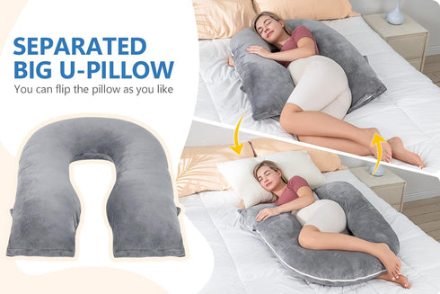 INSEN Pregnancy Pillows, Detachable Body Pillow for Sleeping, Nurse & Relax, Multi-Use Pregnancy Pillows for Pregnant