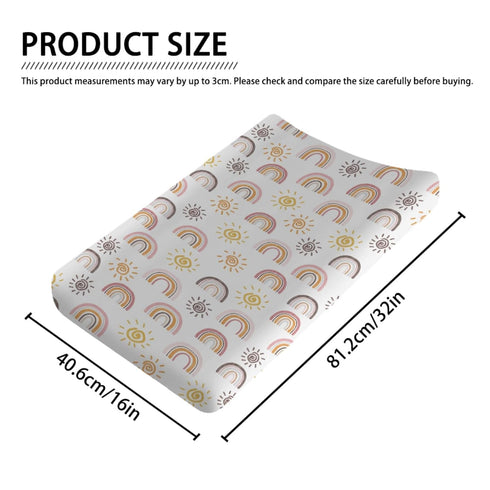 Boho Sunshine Rainbow Changing Pad Cover Colorful Rainbow Sun Changing Table Sheets Cover for Boy Girl Rainbow Soft Breathable Stretch Fitted Baby Changing Pad Mats Covers 32''x16''