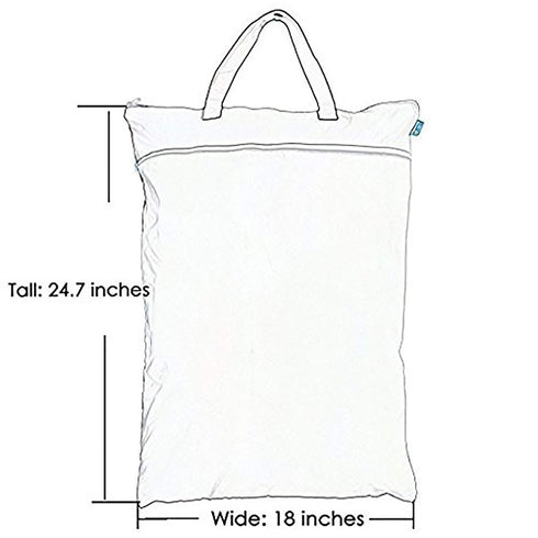 Large Gray Reusable Wet Dry Bag for Cloth Diapers and Swimsuits