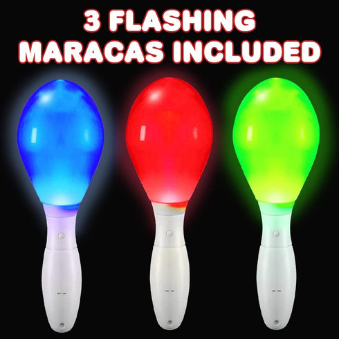 Pack 3, ArtCreativity Light-Up Color Changing Maracas, of Flashing LED Music Hand Shakers, Fun Noise Makers and Toy