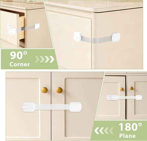 LKbeuuu 8-pack 3M Child Safety Cabinet Locks, Child-proof Cabinet Locks with Adhesive, No Drilling Required