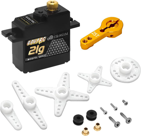 21G 25T 1/14 1/16 (2PCS) GOUPRC Micro Mini Digital Servo of Metal Gears with Servo Horn for RC Crawler Car Upgrade
