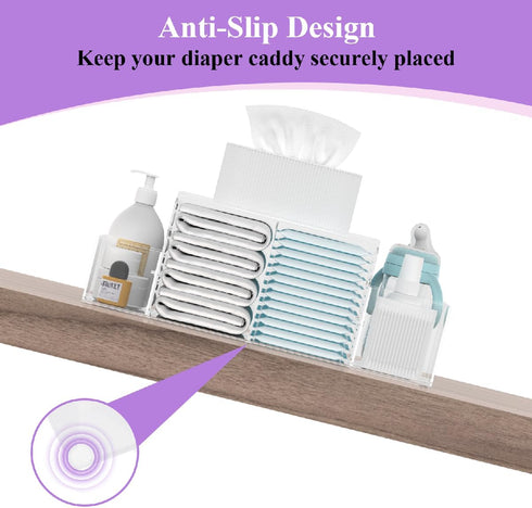 Jumyee Acrylic Diaper Caddy, Clear Detachable Diaper Storage Organizer for Baby Changing Table, Stacker Holder
