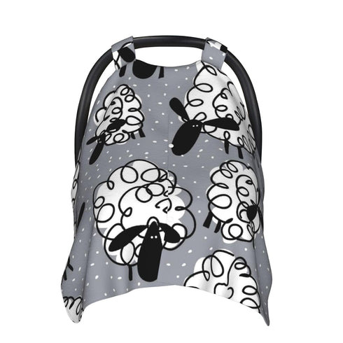 Zhbvncp Funny Sheep Baby Car Seat Cover & Breastfeeding Nursing Cover - Breathable Stretch Fabric Multi-Use Nursing