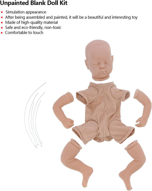 Reborn Doll Kit, 19 Inch Simulation Baby Dolls Accessories, Unpainted Baby Doll Mold with Limbs, Head, Body