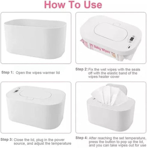 Intelligent Baby Wipe Warmer - Adjustable Temperature for Infant Wipes (White)