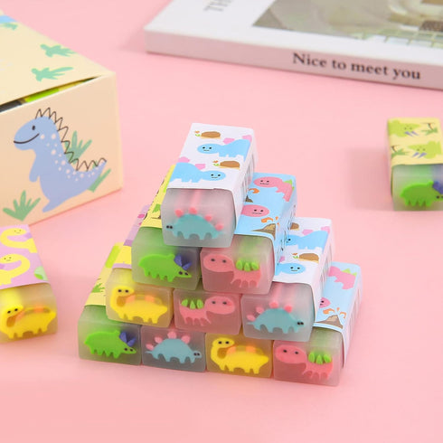 8 Pcs Cute Dinosaur Style Erasers for Kids, Large Novelty Animal Desk Pets for School Supplies