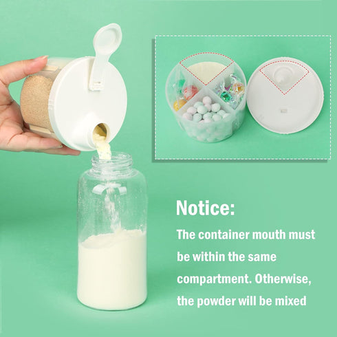 Accmor Baby Formula Dispenser On The Go, Non-Spill Rotating Four-Compartment Formula Container to Go, Milk Powder Kids