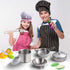 Set, Juboury Kitchen Pretend Play Toys with Stainless Steel Cookware Pots and Pans Cooking Utensils, Apron & Chef Hat