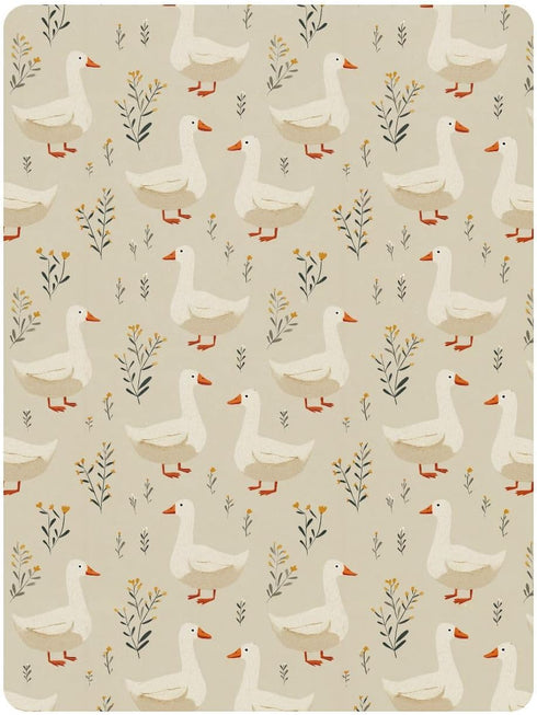 miaozhen 1 Pack 52x28 Cotton Baby Crib Sheets Comfy Breathable Cute Cartoon Garden Gooses Beige Unisex Child Crib