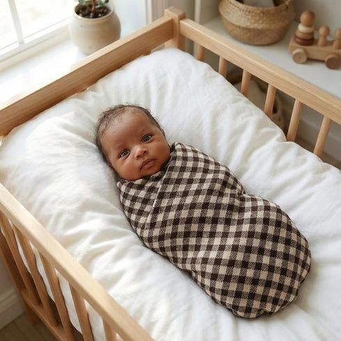 100% Checkered Baby Blanket for Baby Boys & Girls - Soft Fine Cotton Quilt Receiving Swaddle Stroller Nursery Bed