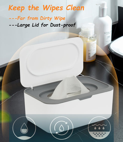 Wipes Dispenser, Wipe Holder for Baby & Adult, Seposeve Refillable Baby Wipe Container, Keeps Wipes Clean. Non-Slip