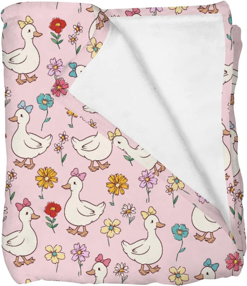 Selgkds Cute Geese Boho Flowers Baby Blankets for Girls Boys Infants Toddler Crib