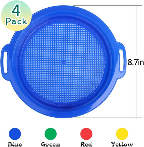 (4PCS) Sand Sifter Sieves for Kids - Heavy Duty ABS Beach Sifter Discovery Toy for Gardening, Digging, Finding Treasure