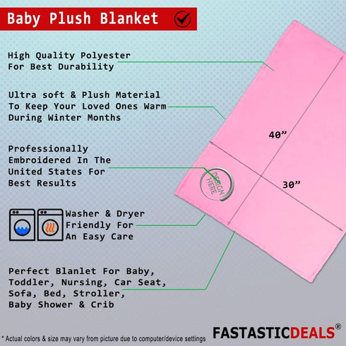 Fastasticdeals Custom Embroidery Nursery Bedding Baby Blankets for Boys & Girls Pink Piggy
