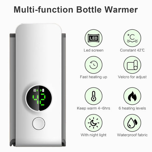 Portable Baby Bottle Warmer for Travel, Cordless Baby Bottle Warmer for Breastmilk and Formula, Rechargeable Bottle