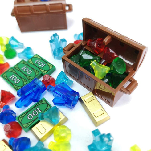 ZHX Treasure Accessories Building Blocks Set for Kids, Jewel Chest, Gems, Crystals, $100 Cash Toy