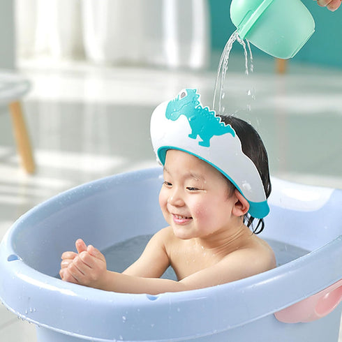 Naroote Portable Dinosaur Kids Shampoo Cap - Soft & Lightweight Bath Cap (Blue)