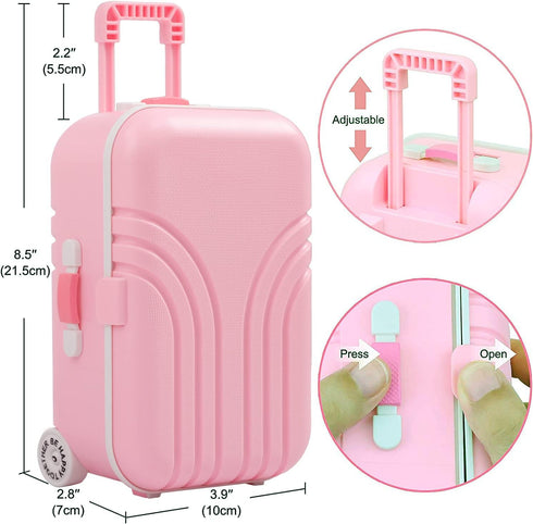 Windolls 18 Inch Set, Doll Suitcase Travel Luggage Play Accessories, Doll Clothes Accessories Carrier Storage Case