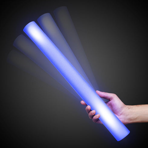 Fun Central LED Foam Sticks - 12 Pack, 16-Inch, 3 Light-Up Modes for Mardi Gras & St Patricks Day (Blue)